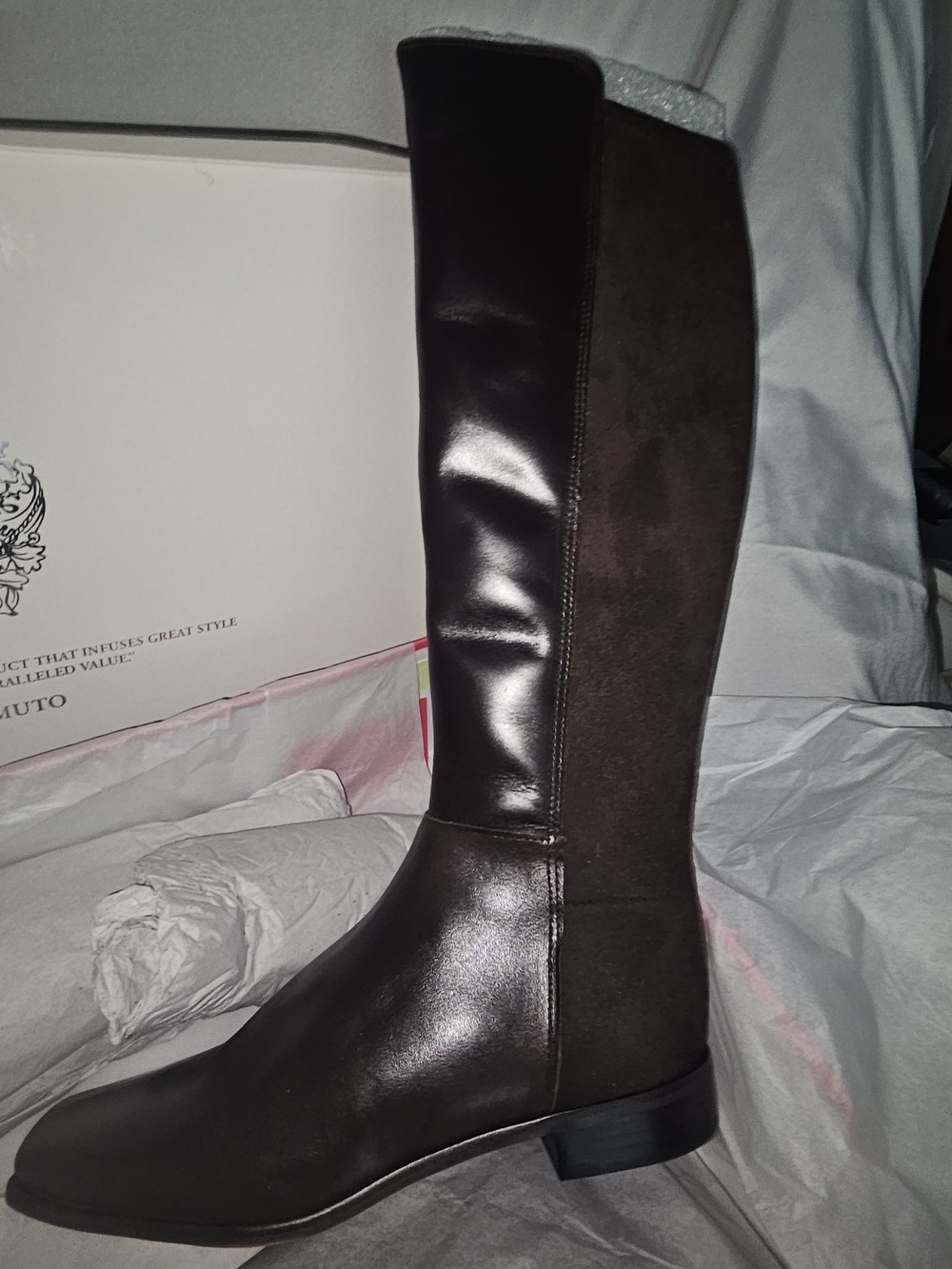 Vince Camuto LIBRE Dark Brown Leather & Suede Tall Riding Boot